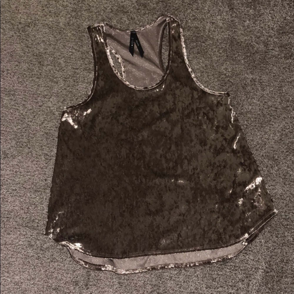 Tan velvet razor back tank